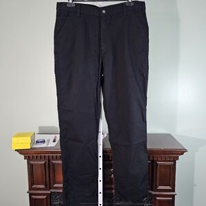 Mens Carhartt Rugged Flex Relaxed Fit Canvas Workpant in Black 38x34